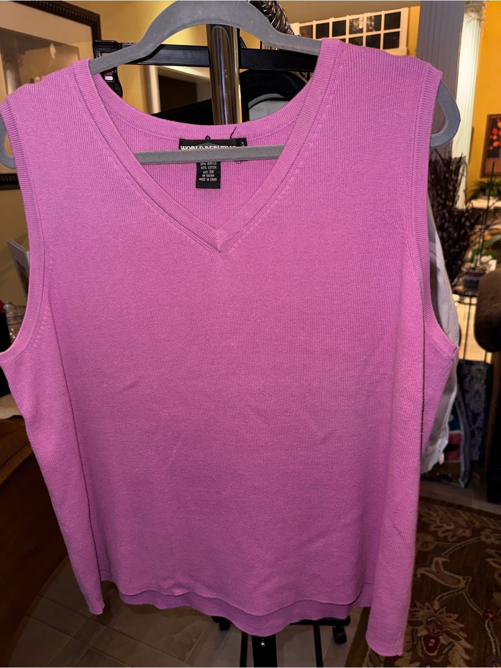 World republic Sleeveless V-Neck Knit Tank - Bright Pink